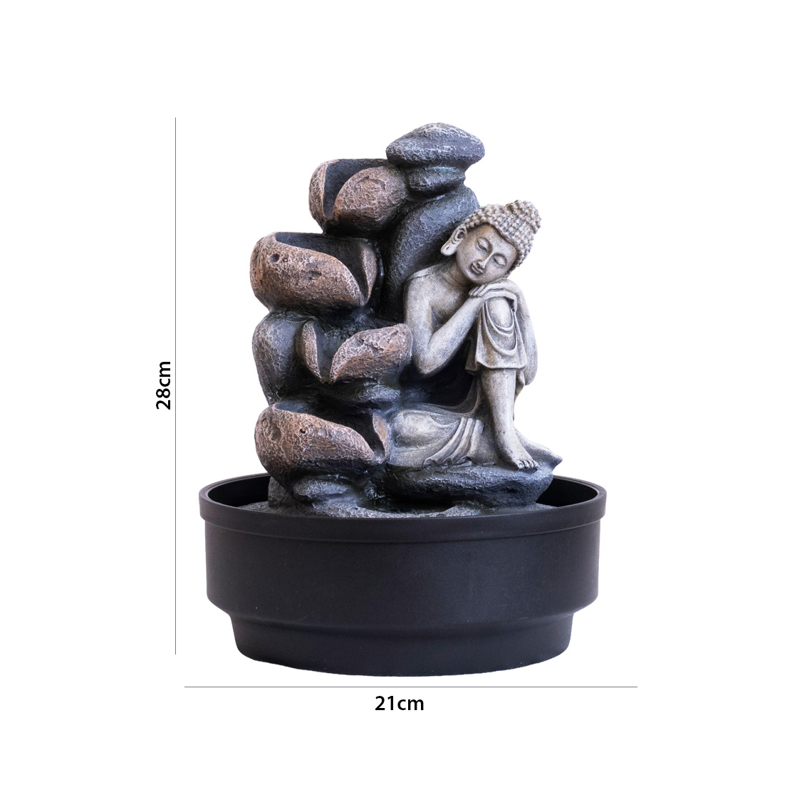 Rivulet Resting Buddha Indoor Fountain Grey 21x21x28Cm - Image 2