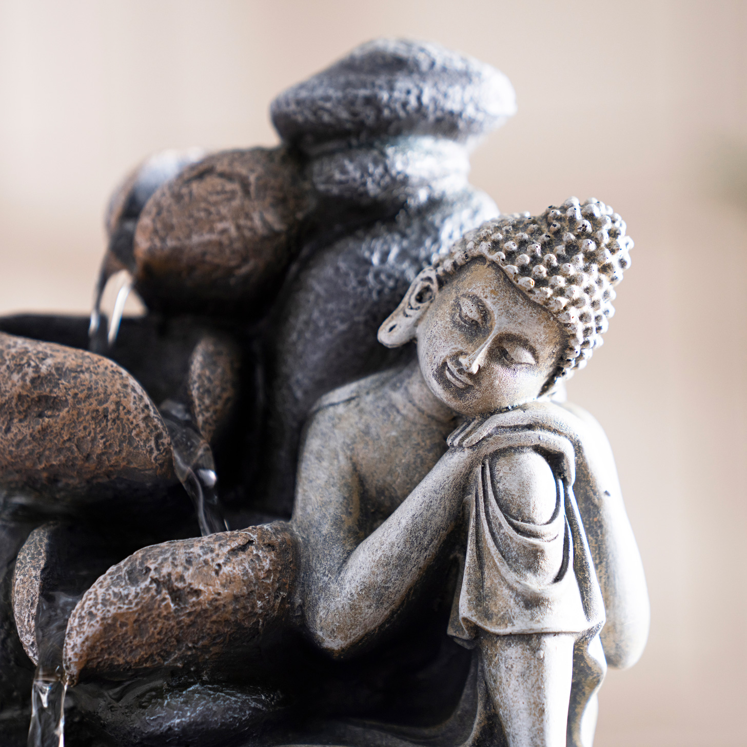 Rivulet Resting Buddha Indoor Fountain Grey 21x21x28Cm - Image 3