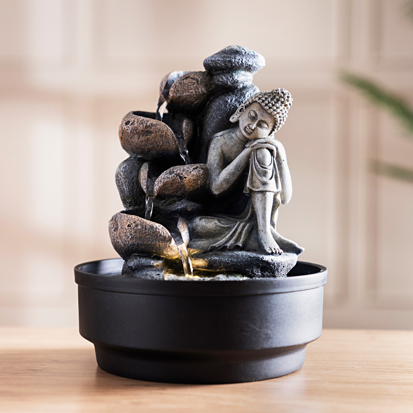 Rivulet Resting Buddha Indoor Fountain Grey 21x21x28Cm - Image 4