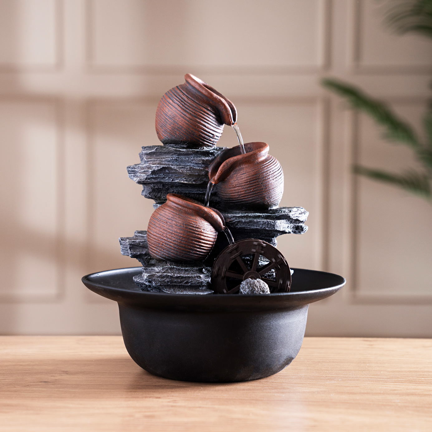 Rivulet Water Wheel Indoor Fountain Brown 23x23x27Cm - Image 3