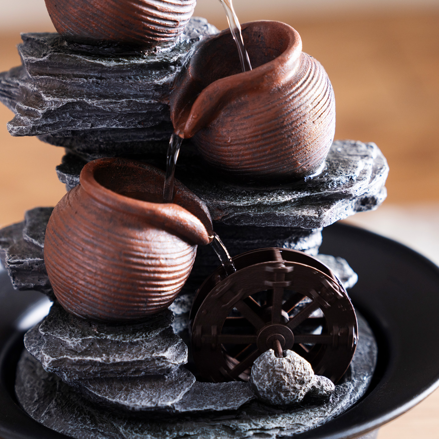 Rivulet Water Wheel Indoor Fountain Brown 23x23x27Cm - Image 6