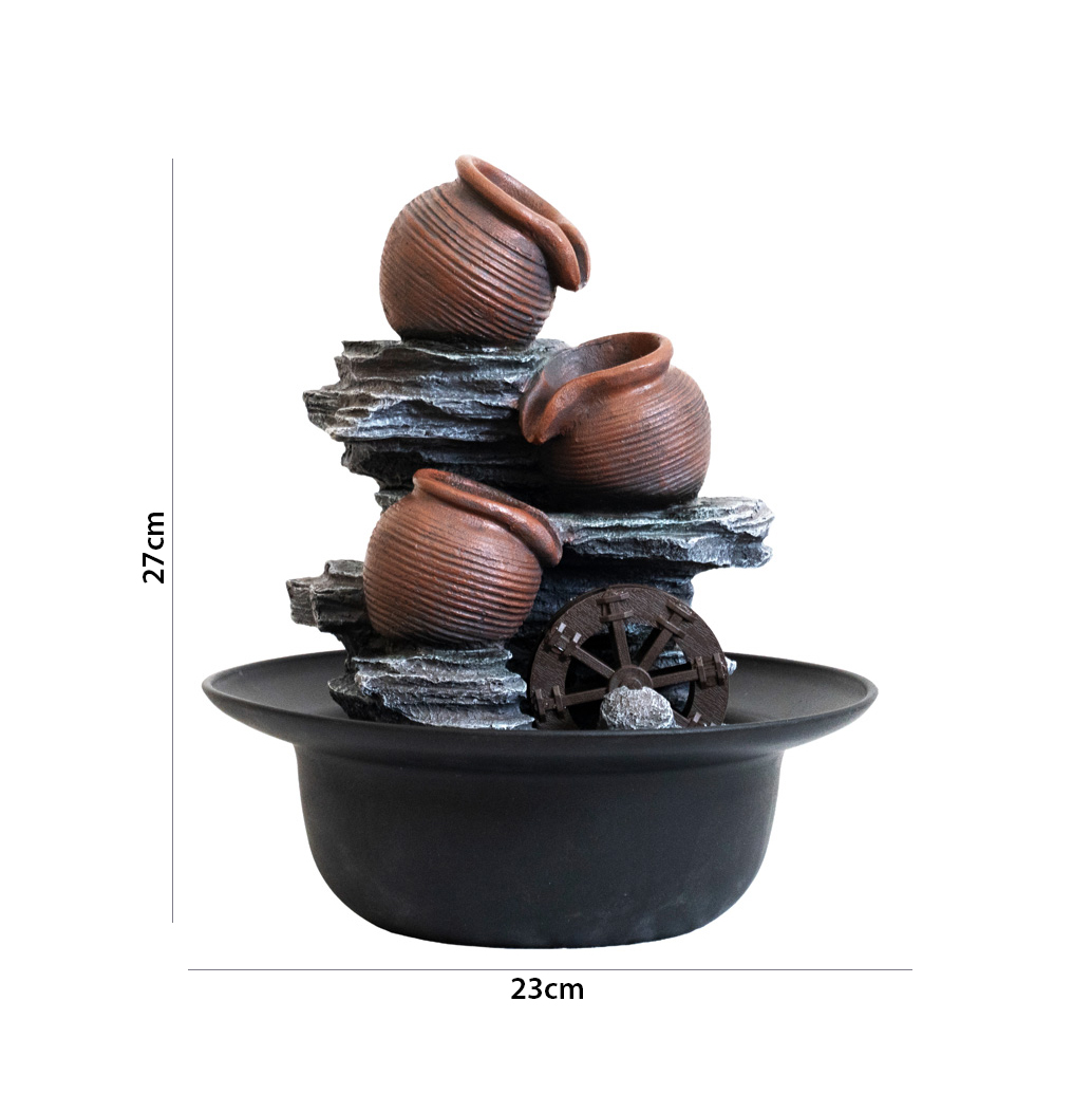Rivulet Water Wheel Indoor Fountain Brown 23x23x27Cm - Image 2