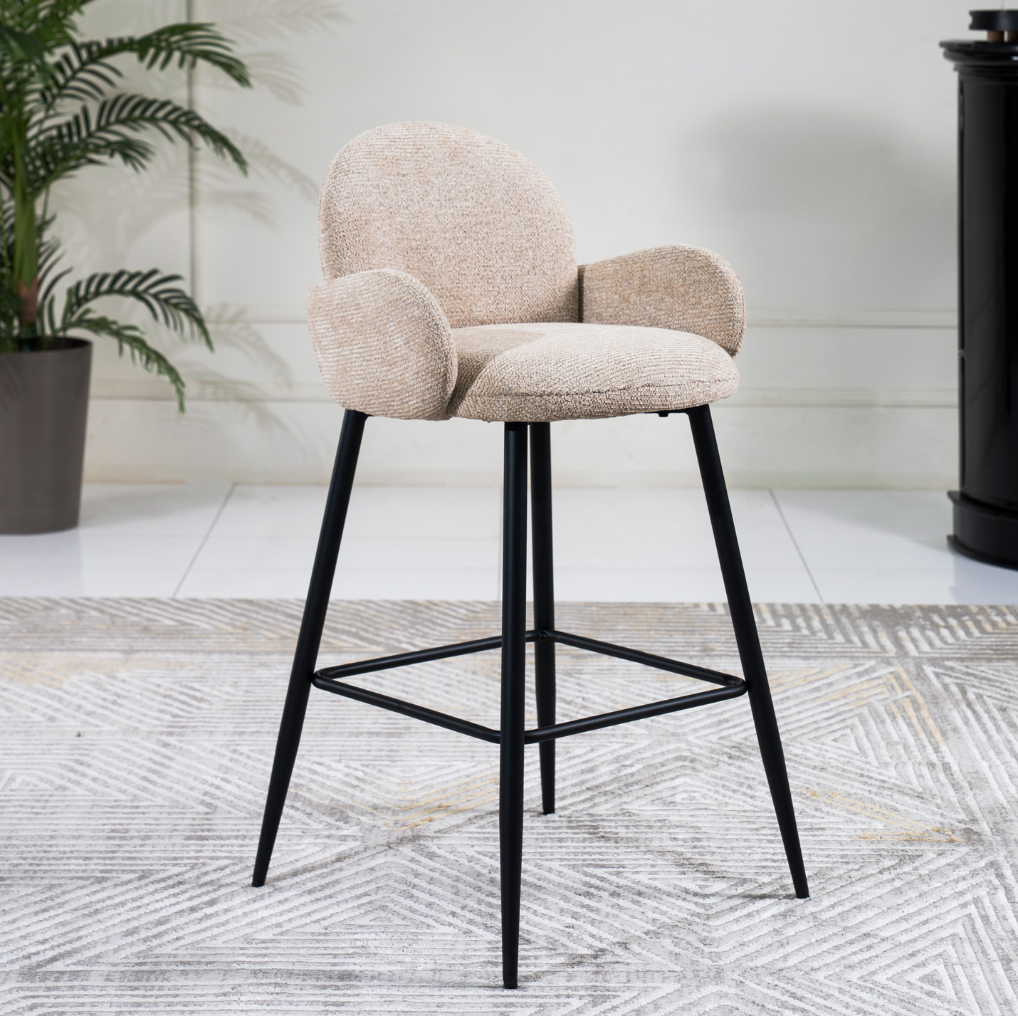 Curvy Bar Chair-Beige