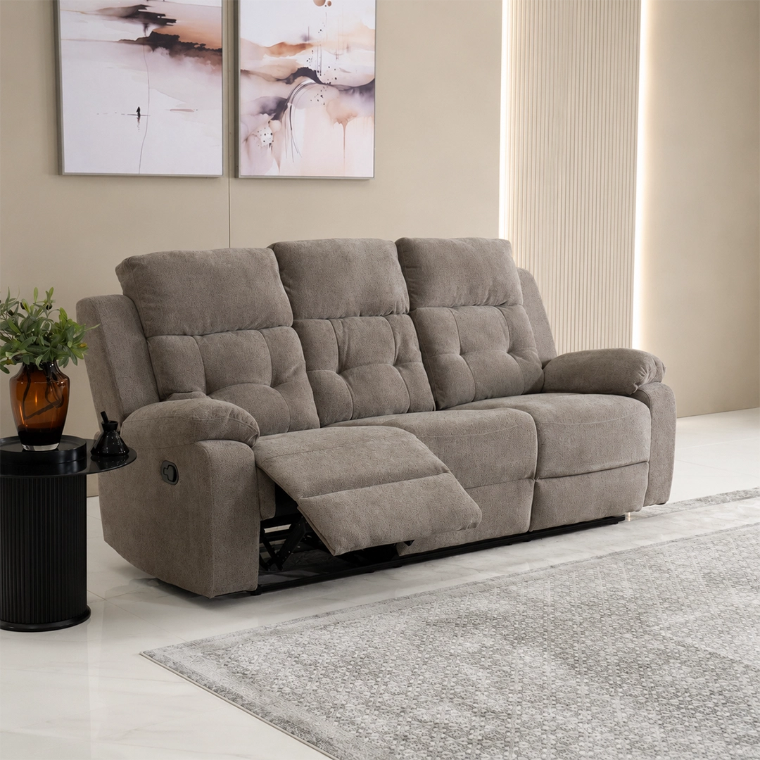 Griffen 6-Seater Recliner Sofa Set-Dark Beige - Image 8