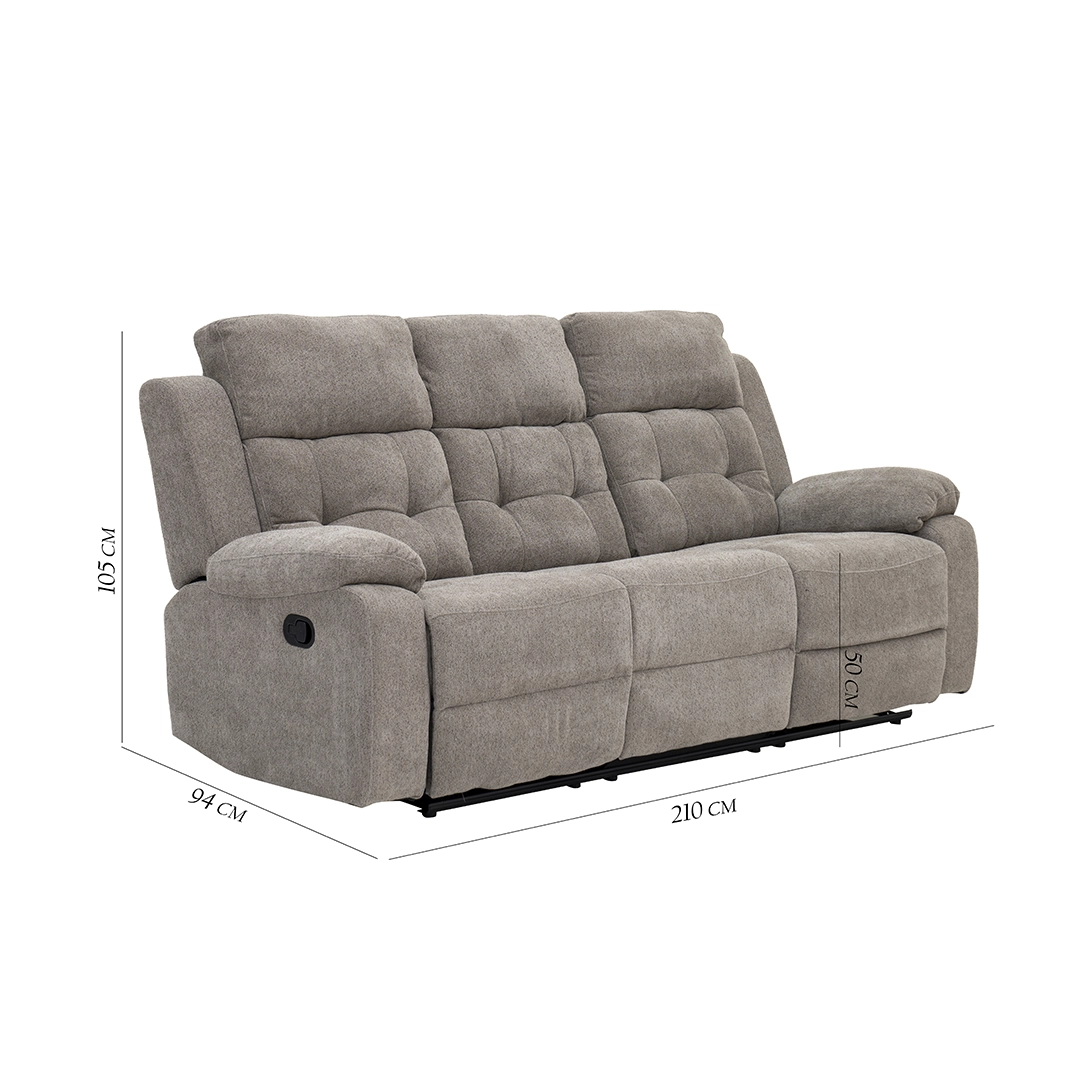 Griffen 6-Seater Recliner Sofa Set-Dark Beige - Image 2