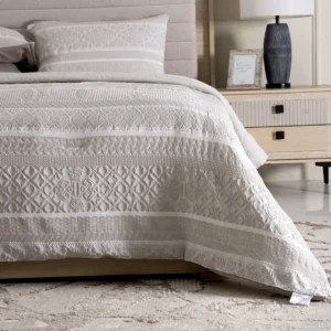 Sovera 6PCS Jacquard Super King Comforter Set Beige 260X260Cm