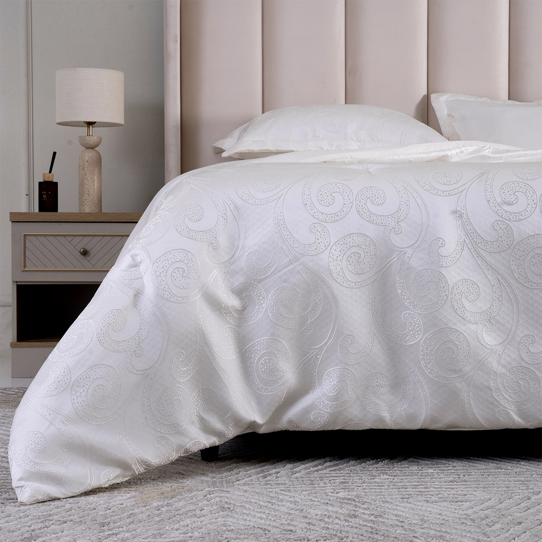 Sovera 6PCS Jacquard Super King Comforter Set White 260X260Cm
