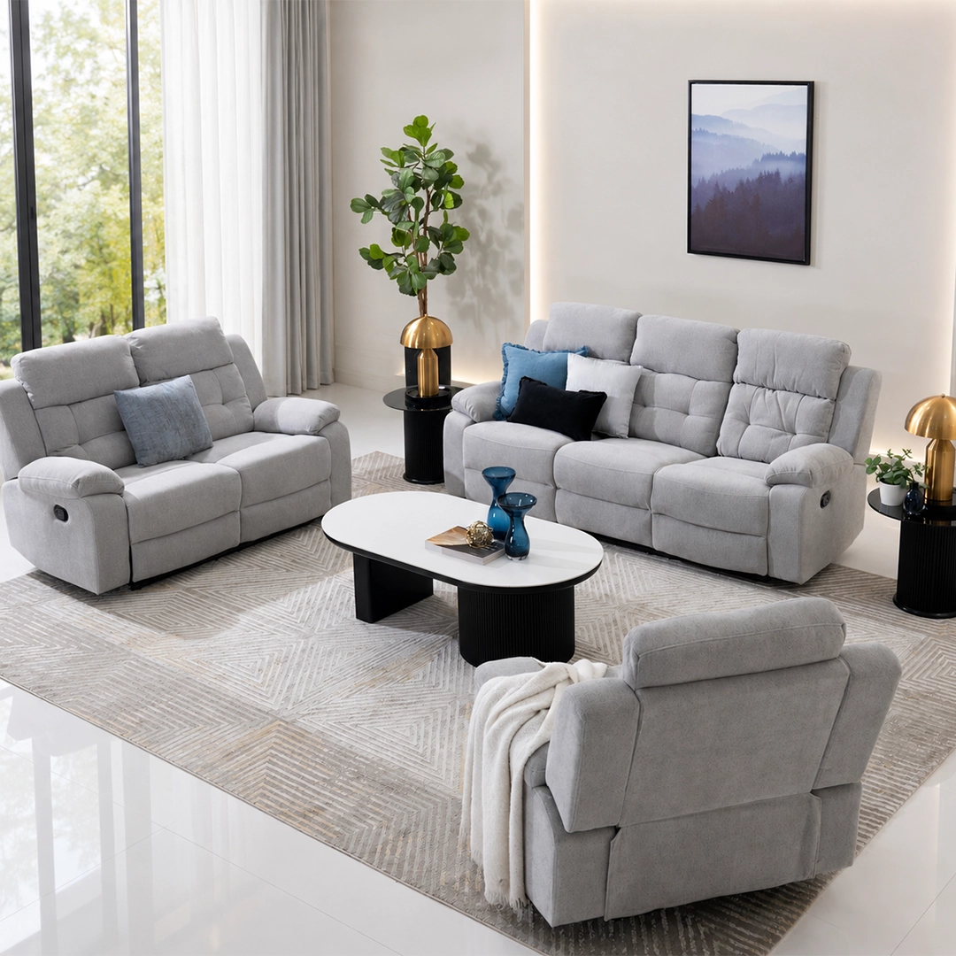 Griffen 6-Seater Recliner Sofa Set-Grey