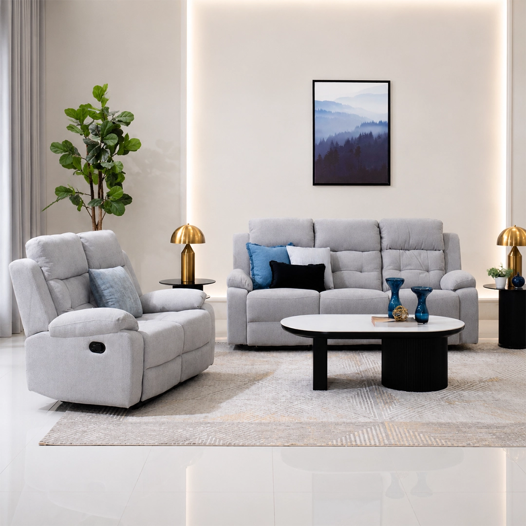 Griffen 6-Seater Recliner Sofa Set-Grey - Image 5