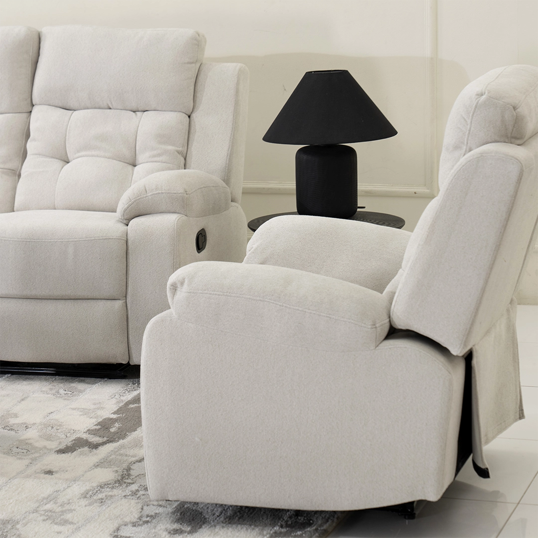 Griffen 6-Seater Recliner Sofa Set-Off White - Image 16