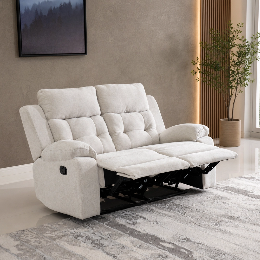 Griffen 6-Seater Recliner Sofa Set-Off White - Image 8