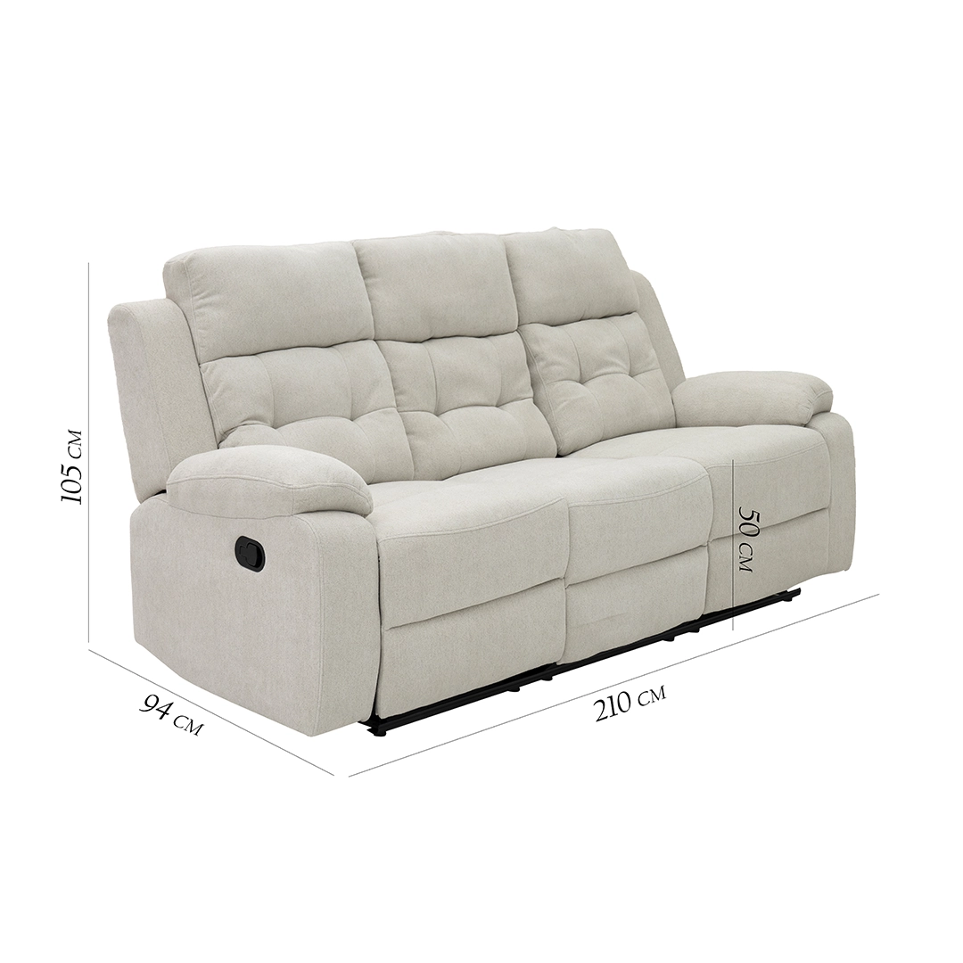 Griffen 6-Seater Recliner Sofa Set-Off White - Image 2