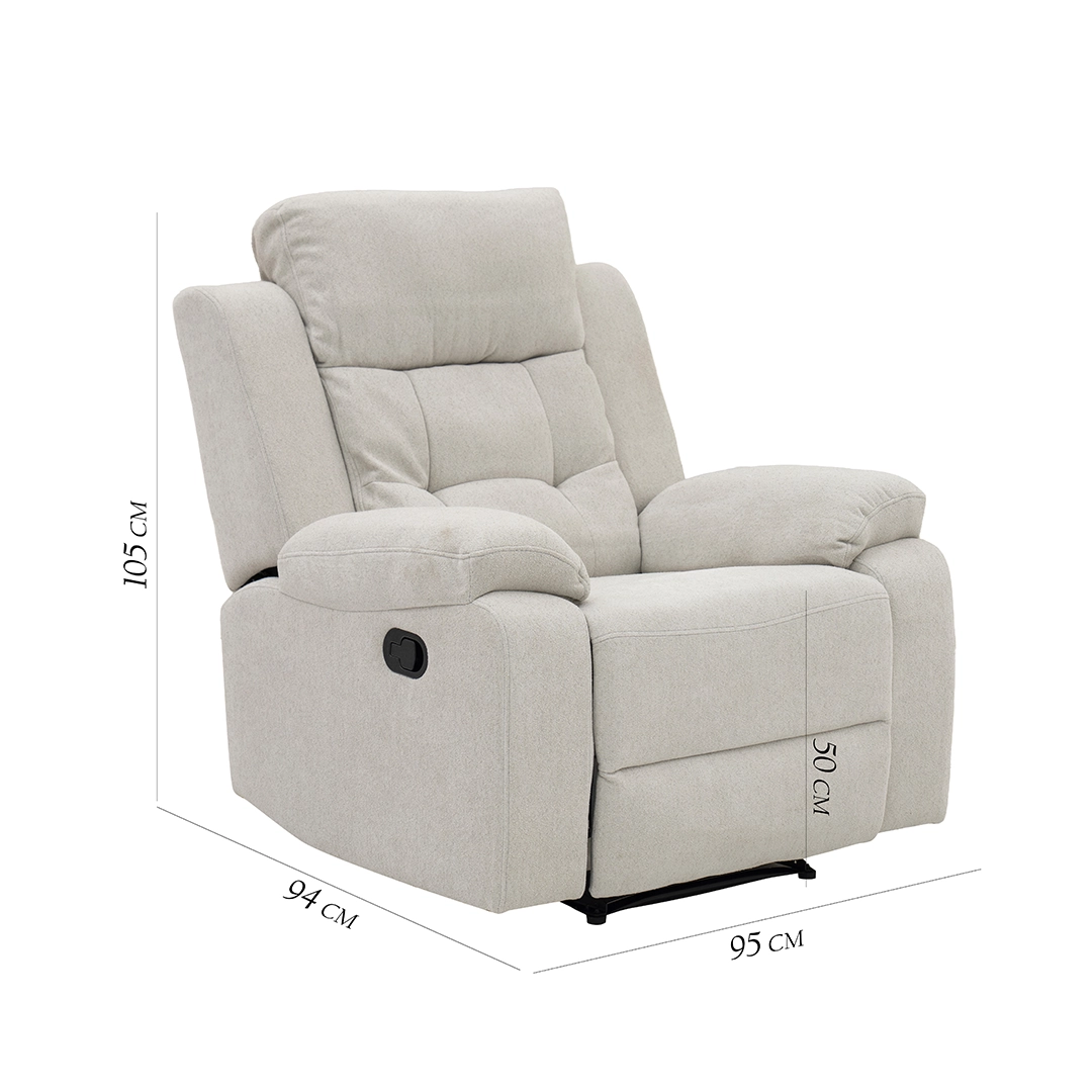 Griffen 6-Seater Recliner Sofa Set-Off White - Image 4