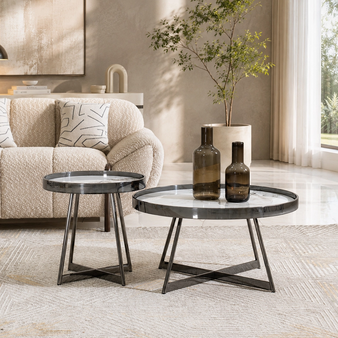 Alexandra 2-piece Coffee Table Set-Black