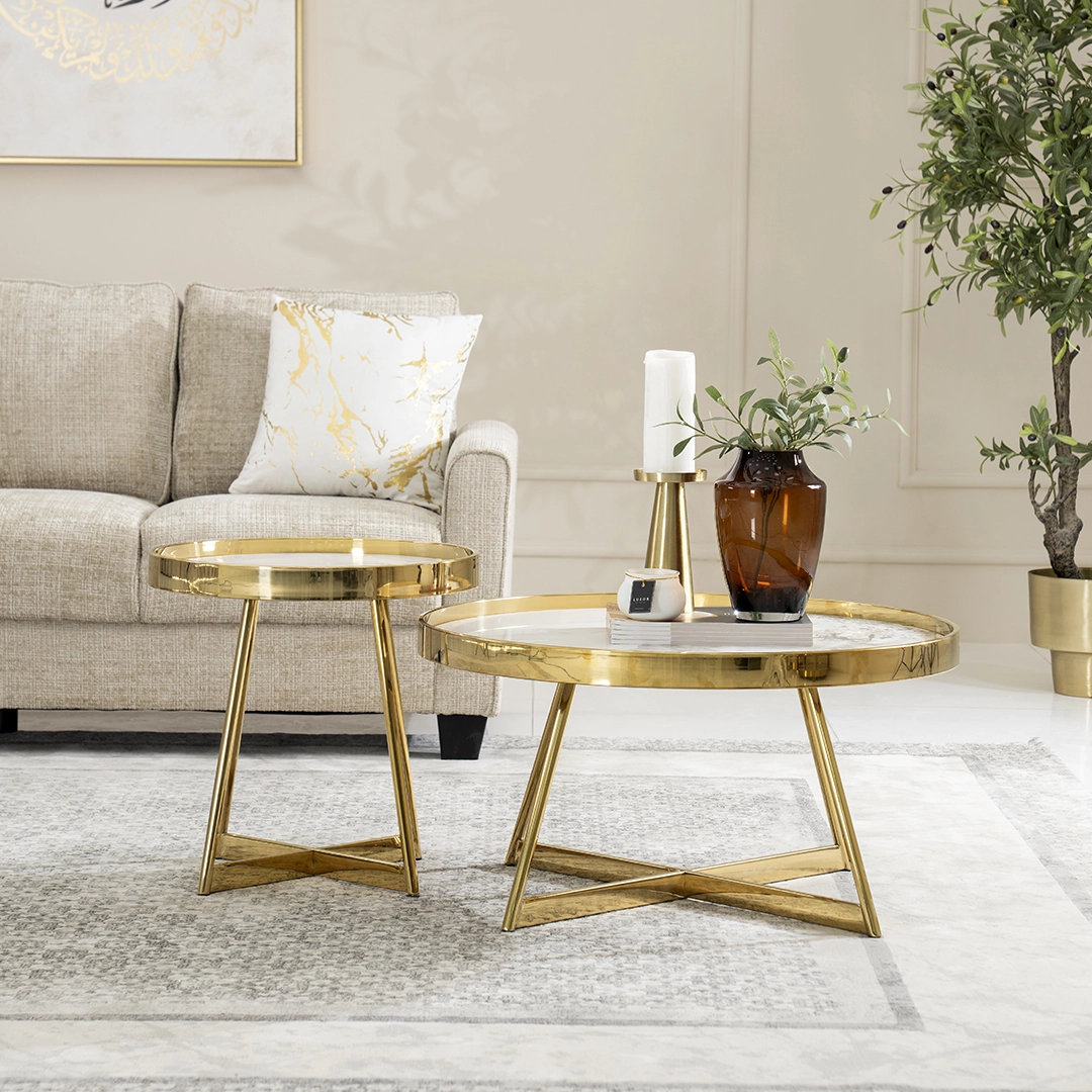 Alexandra 2-piece Coffee Table Set-Gold