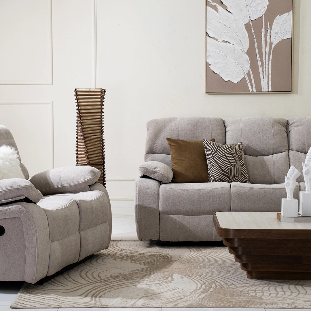 Stanford 6-Seater Recliner Sofa Set-Beige - Image 13