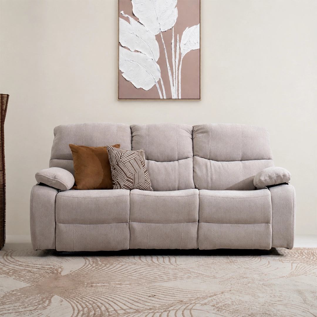 Stanford 6-Seater Recliner Sofa Set-Beige - Image 6