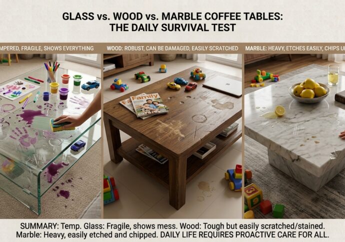 Glass, Wood or Marble Coffee Table: What Survives Daily Use